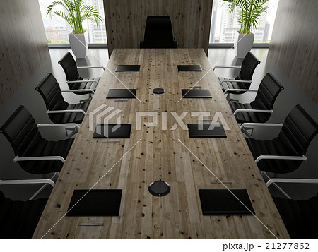 Interiopr  modern boardrooml with black armchairs 21277862