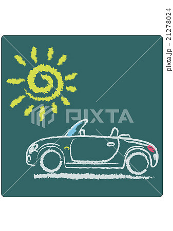 小さなスポーツカー　太陽　チョーク画風 21278024