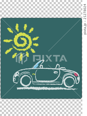小さなスポーツカー　太陽　チョーク画風 21278024