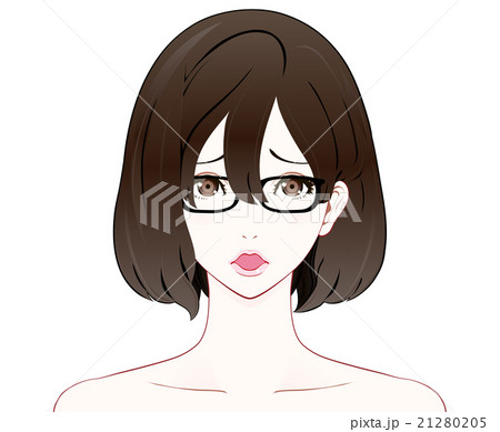 メガネをかけた女性の表情 / ショック / ヌードのイラスト素材