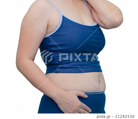 Fat Asian woman in swim suit on white background Fat Asian woman in swim suit on white background 21282530
