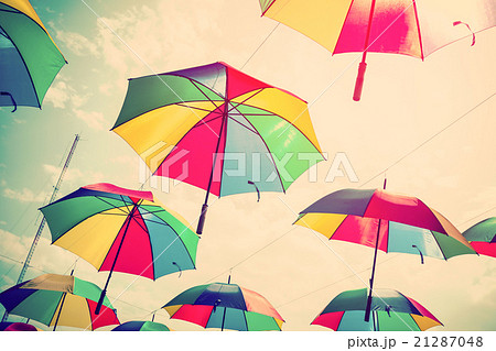 Colorful umbrella street decoration with sunlight. Colorful umbrella street decoration with sunlight. 21287048