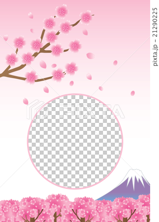 桜と富士山のポストカードのフォトフレームのイラスト素材