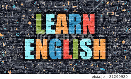 Learn English on Dark Brick Wall. 21290920