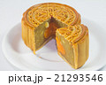 Sliced mooncake on white plate 21293546