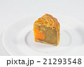 Sliced of mooncake on white plate 21293548