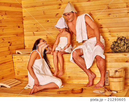 Group people in hat  at sauna. 21293605