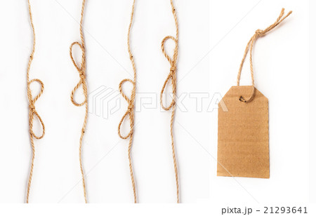 rope with a bow and tag on white background 21293641