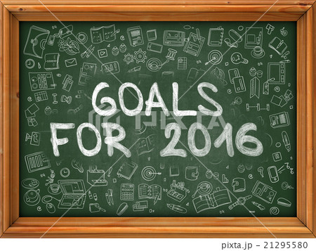 Goals for 2016 Concept. Doodle Icons on Chalkboard 21295580
