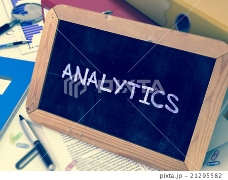 Hand Drawn Analytics Concept on Small Chalkboard. 21295582