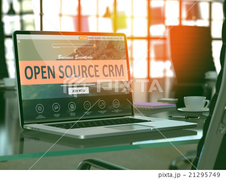 Laptop Screen with Open Source CRM Concept. 21295749