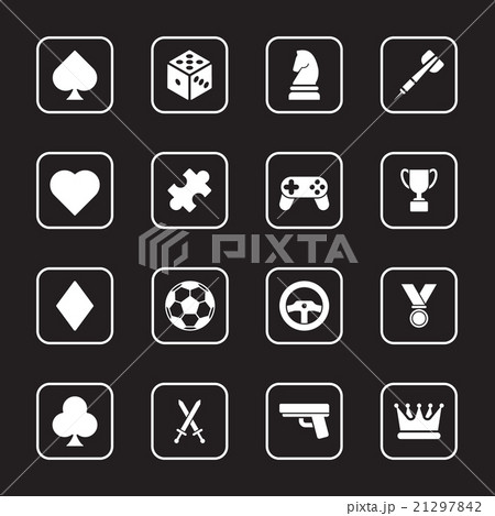 white flat game icon set rounded rectangle 21297842