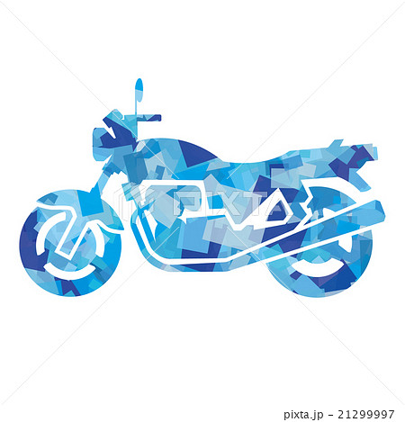 オートバイのシルエット ブルーセロハン のイラスト素材