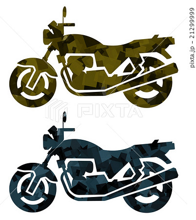 オートバイのシルエット ミリタリー色 のイラスト素材