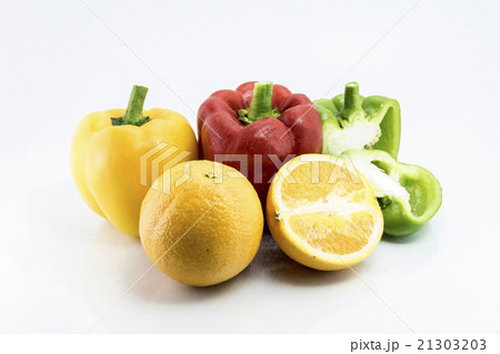 pepper and Orange isolated on white background 21303203