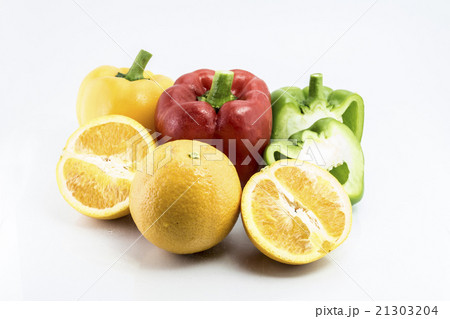 pepper and Orange isolated on white background pepper and Orange isolated on white background 21303204