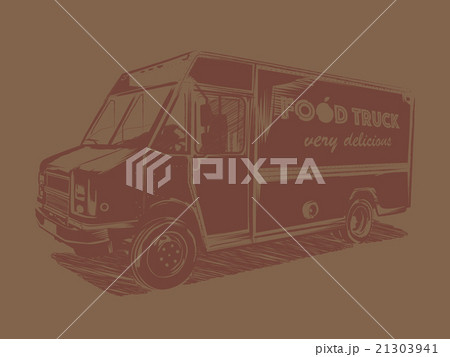 Painted vector food truck on a brown background. Painted vector food truck on a brown background. 21303941