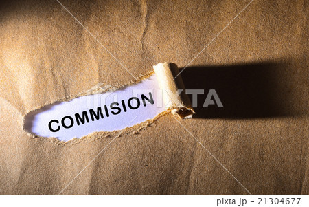 Torn paper with word COMMISION Torn paper with word COMMISION 21304677