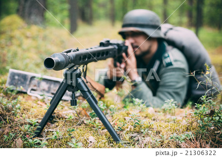 Hidden unidentified re-enactor dressed as german 21306322