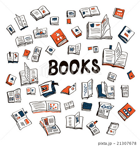 Many Books Sketchy Background Illustrationのイラスト素材 21307678 Pixta