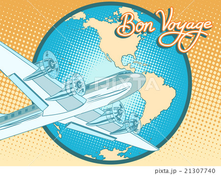 Bon voyage abstract retro plane poster 21307740