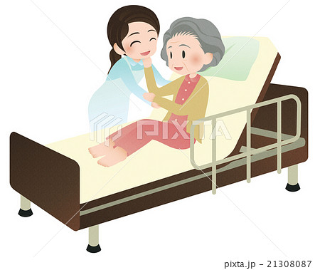 介護士とお年寄り 全体図 のイラスト素材