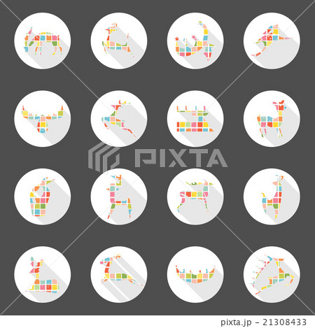 Deer icons web long shadow design Deer icons web long shadow design 21308433