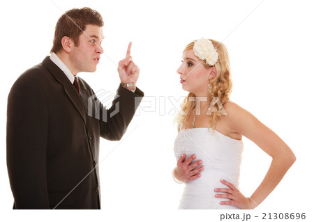 Wedding couple having argument conflict, bad relationships 21308696