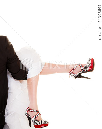 Wedding. Fashionable high heels of bride isolated Wedding. Fashionable high heels of bride isolated 21308697