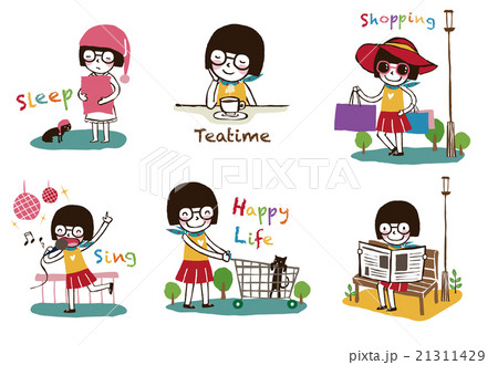 女性の表情ポーズセット 21311429