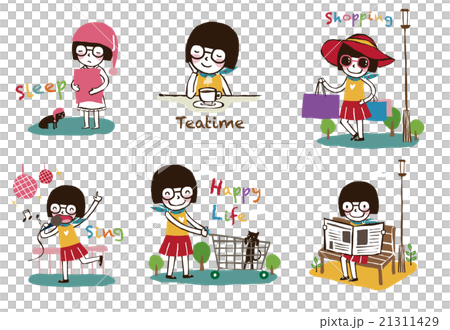 女性の表情ポーズセット 21311429