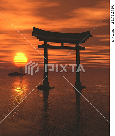 Japanese Floating Torii Gate, Sunset 21312496