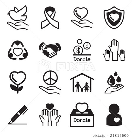 Donate and Charity basic icons set 21312600