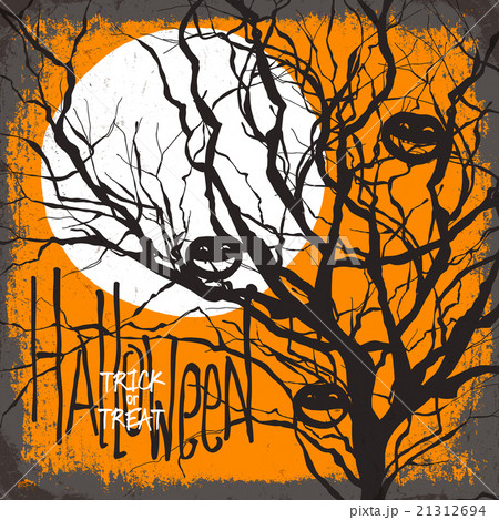Halloween vector illustration. Dry tree, full moon Halloween vector illustration. Dry tree, full moon 21312694