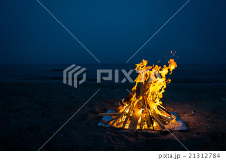 Camp fire in the night 21312784