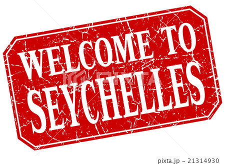 welcome to Seychelles red square grunge stamp 21314930