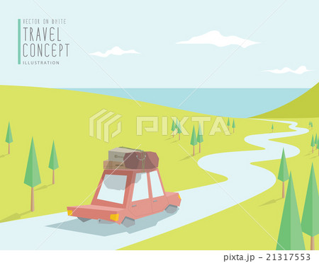 The car go to travel at sea beautiful scenery. 21317553