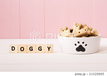 Dog treats on a white bowl 21320005