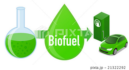 藻類由来のバイオエタノール イメージイラストのイラスト素材