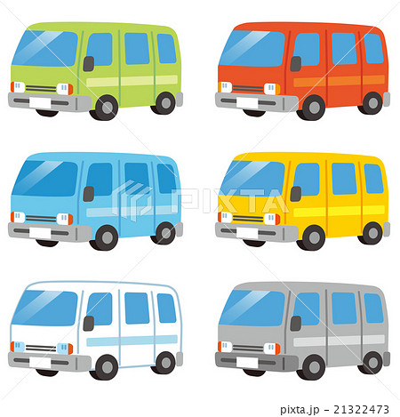 送迎バス マイクロバス セットのイラスト素材