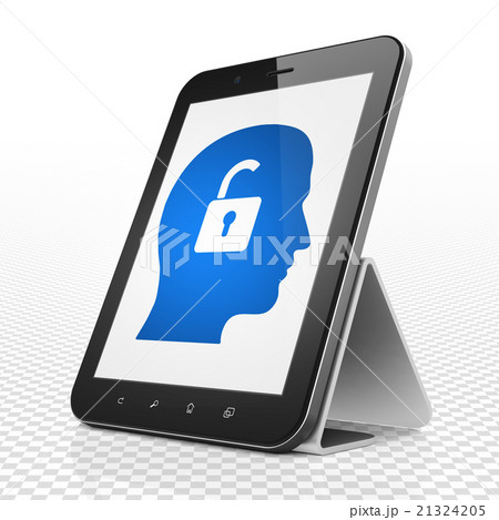Business concept: Tablet Computer with Head With 21324205
