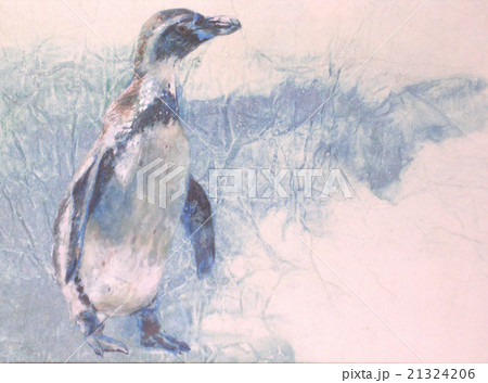 ペンギン 日本画のイラスト素材