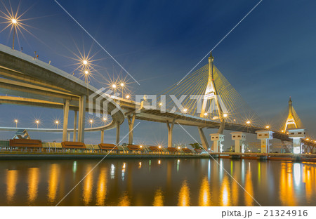 Suspension bridge at twilight 21324916
