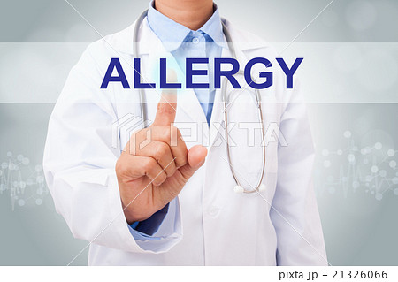 Doctor hand touching ALLERGY sign  21326066
