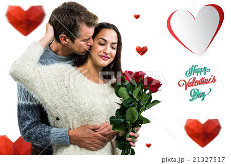 Composite image of man embracing and kissing girlfriend Composite image of man embracing and kissing girlfriend 21327517