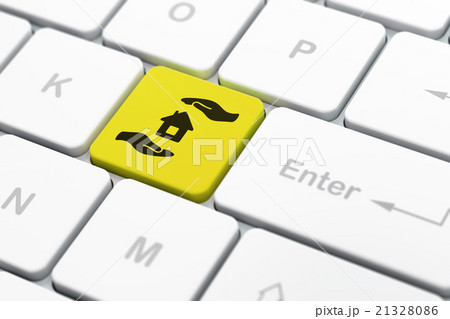 Insurance concept: House And Palm on computer 21328086