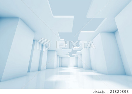 Empty room interior background, blue toned 3d 21329398