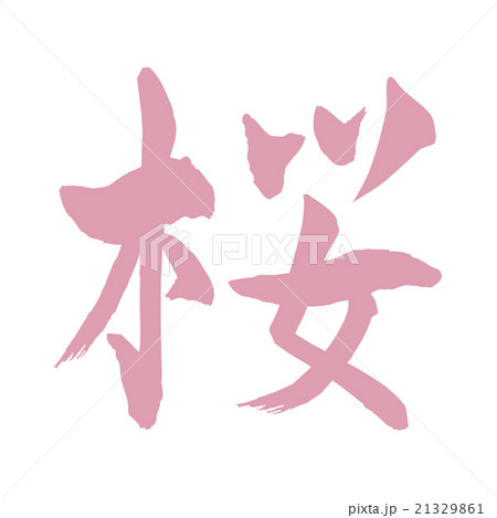 桜筆文字 桜色のイラスト素材