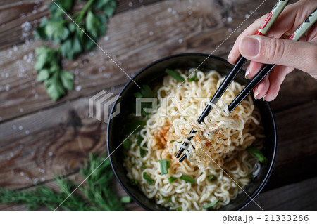 Chinese noodles. Top view. 21333286