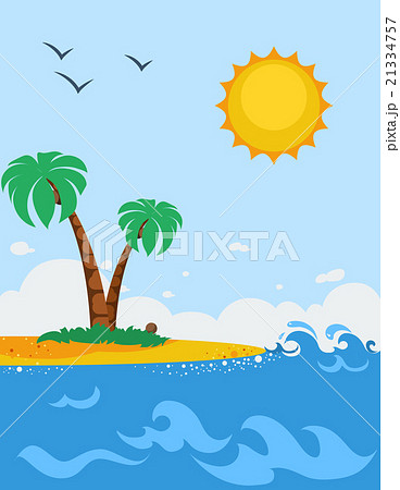 Sea Landscape Poster In Cartoon Style 21334757